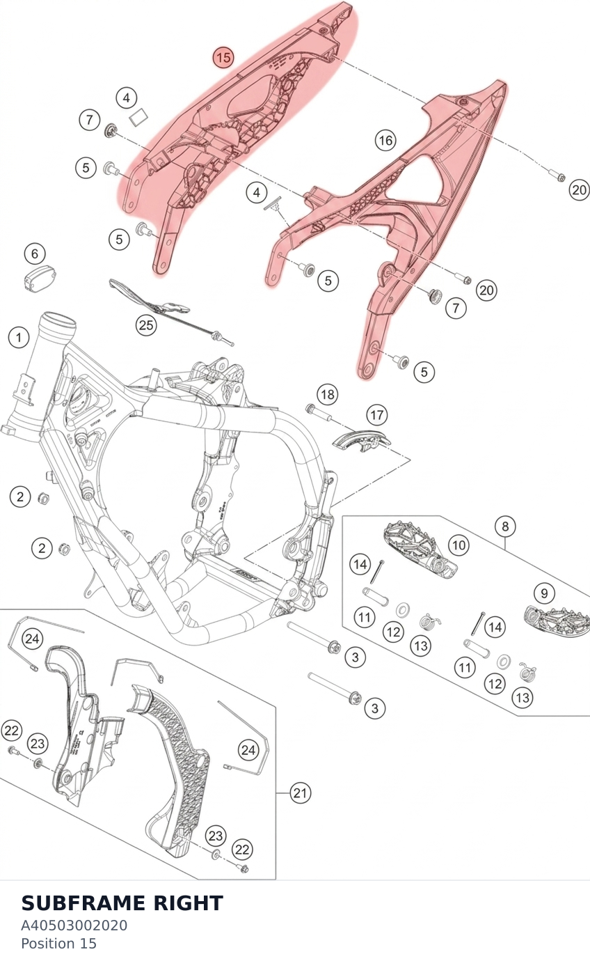Diagram preview: SUBFRAME RIGHT (A40503002020)