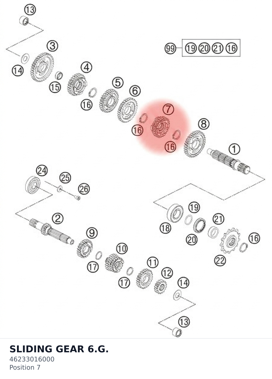 Diagram preview: SLIDING GEAR 6.G. (46233016000)