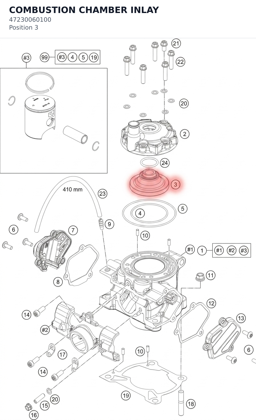 Diagram preview: COMBUSTION CHAMBER INLAY (47230060100)
