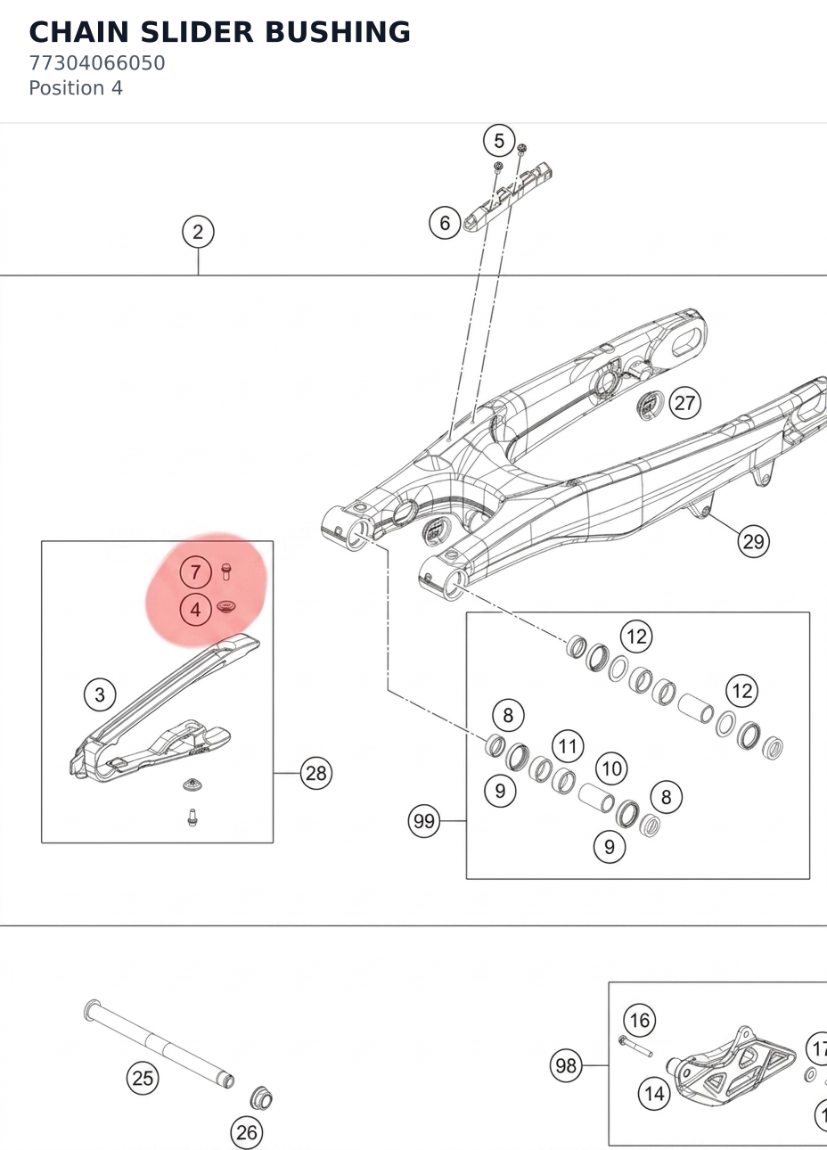 Diagram preview: CHAIN SLIDER BUSHING (77304066050)