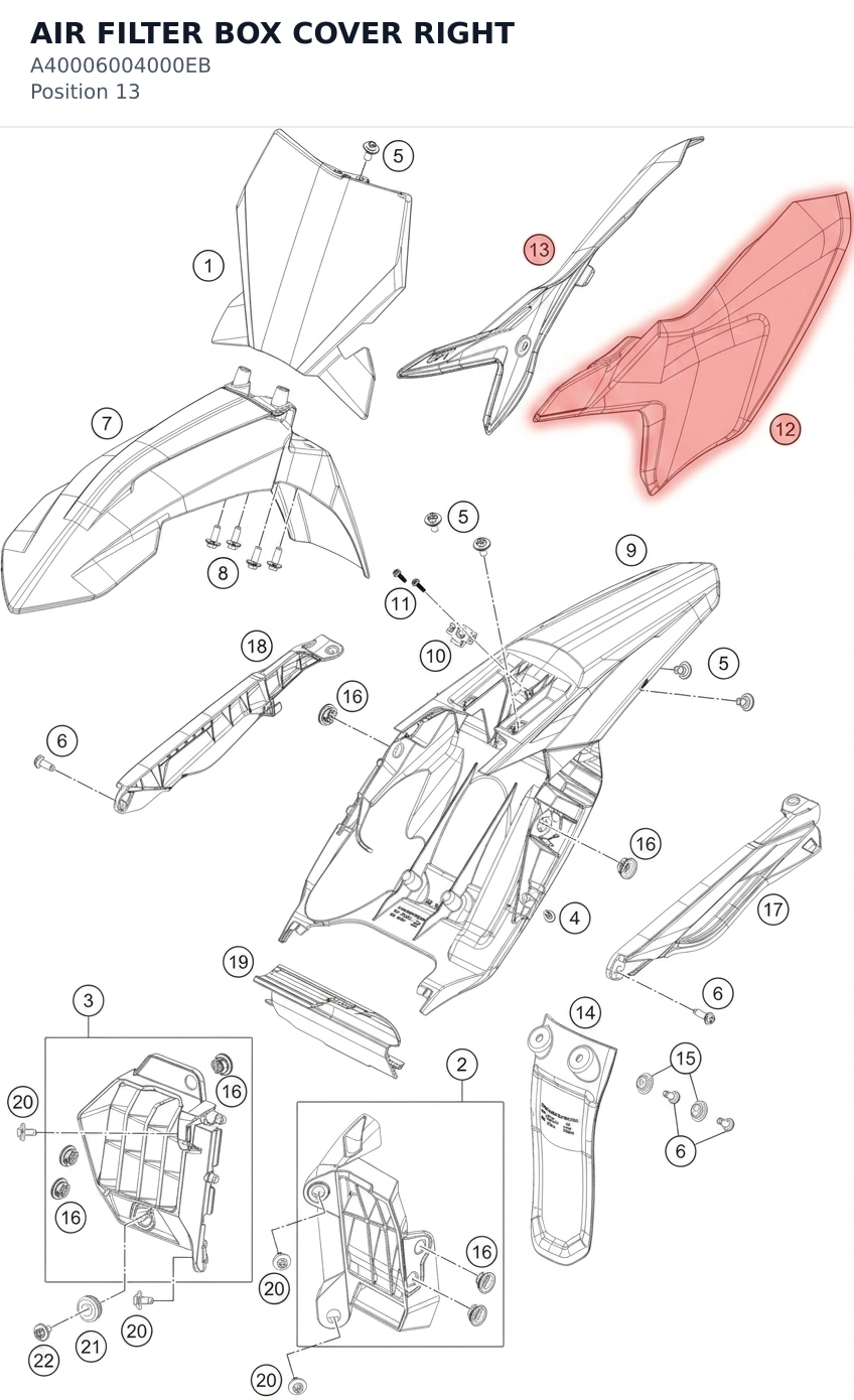Diagram preview: AIR FILTER BOX COVER RIGHT (A40006004000EB)