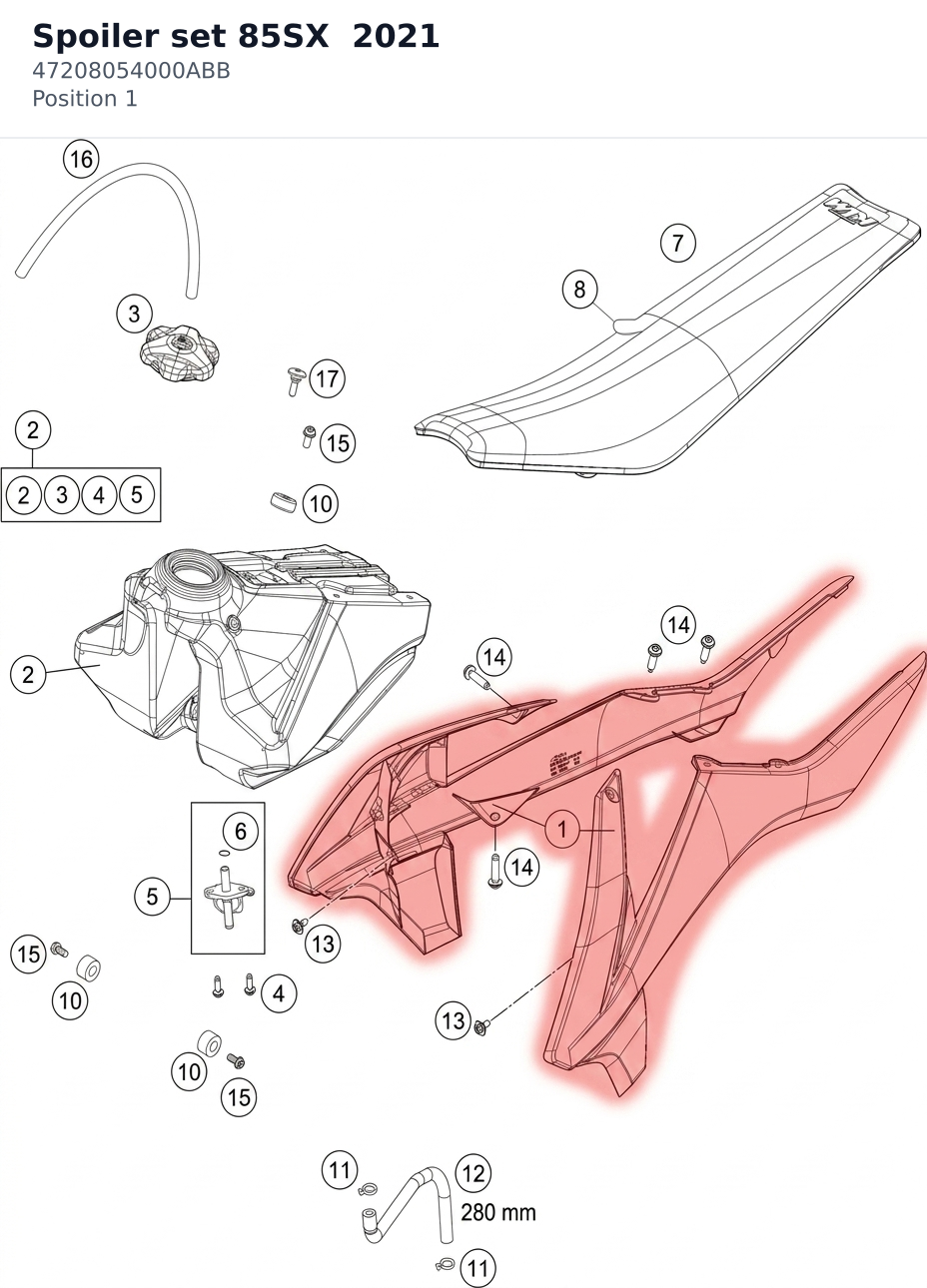 Diagram preview: Spoiler set 85SX  2021 (47208054000ABB)