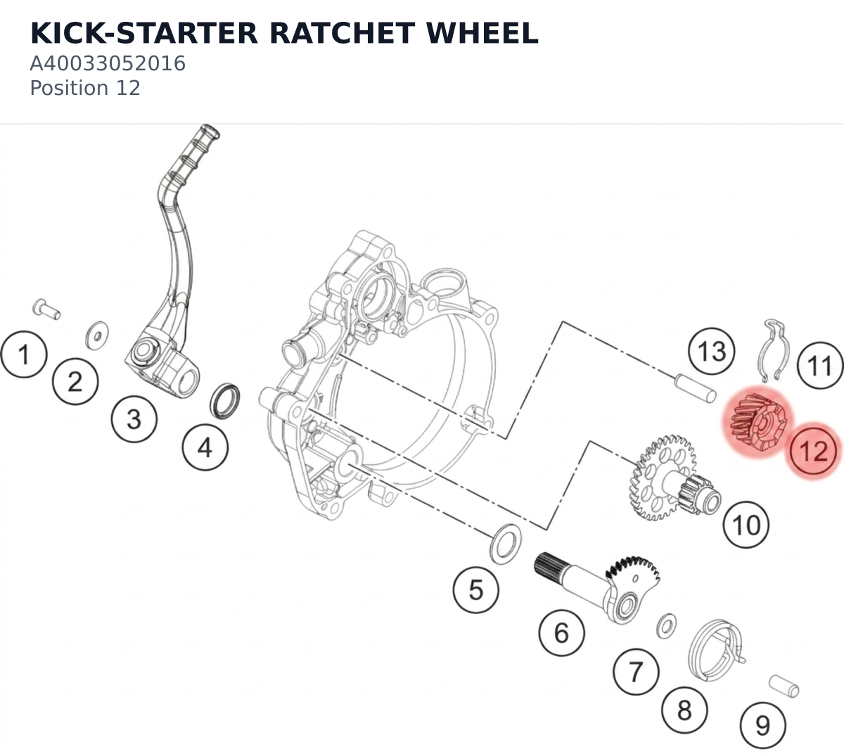 Diagram preview: KICK-STARTER RATCHET WHEEL (A40033052016)
