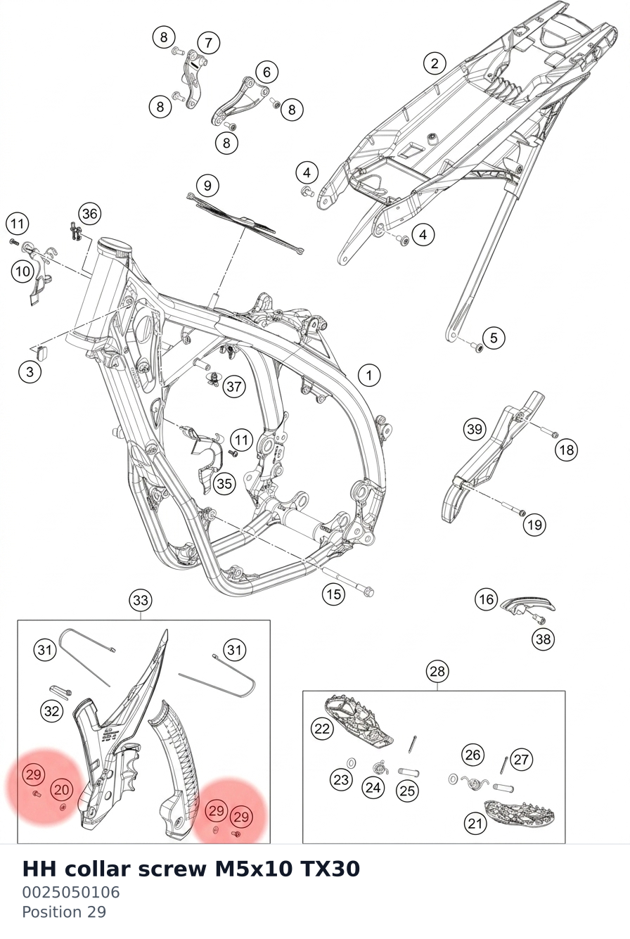 Diagram preview: HH collar screw M5x10 TX30 (0025050106)