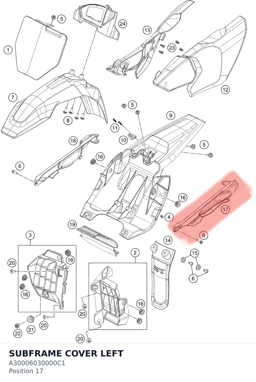 Diagram preview: SUBFRAME COVER LEFT (A30006030000C1)