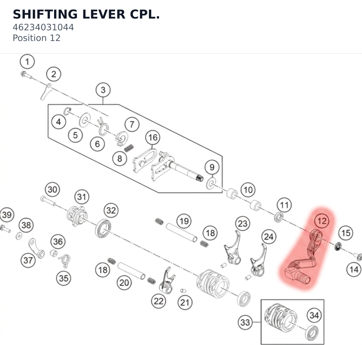 Diagram preview: SHIFTING LEVER CPL. (46234031044)