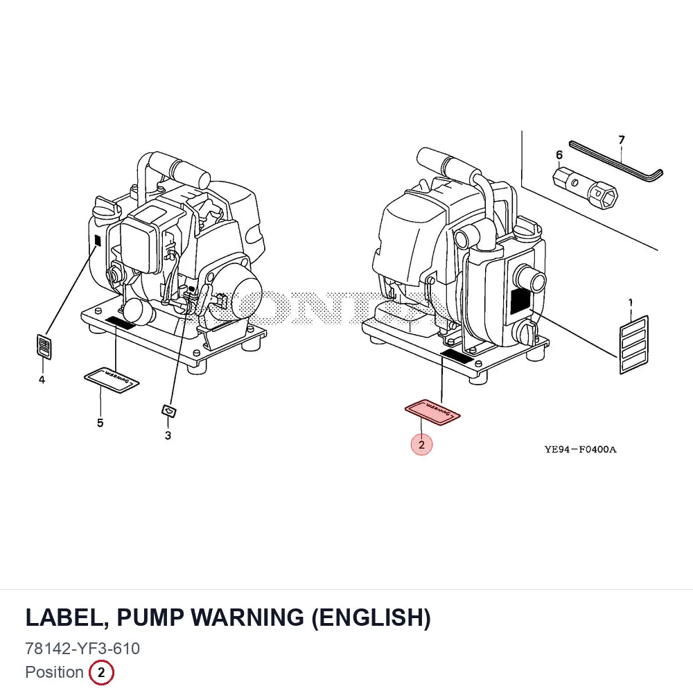 LABEL, PUMP WARNING (ENGLISH)