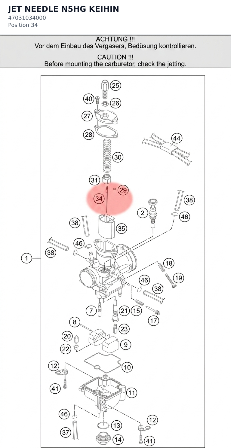 Diagram preview: JET NEEDLE N5HG  KEIHIN (47031034000)
