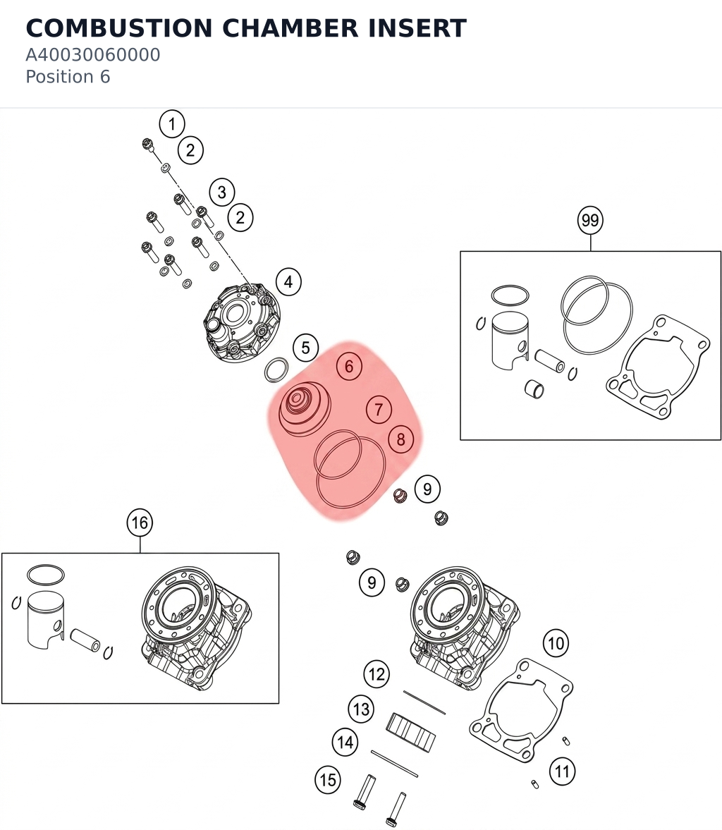 Diagram preview: COMBUSTION CHAMBER INSERT (A40030060000)