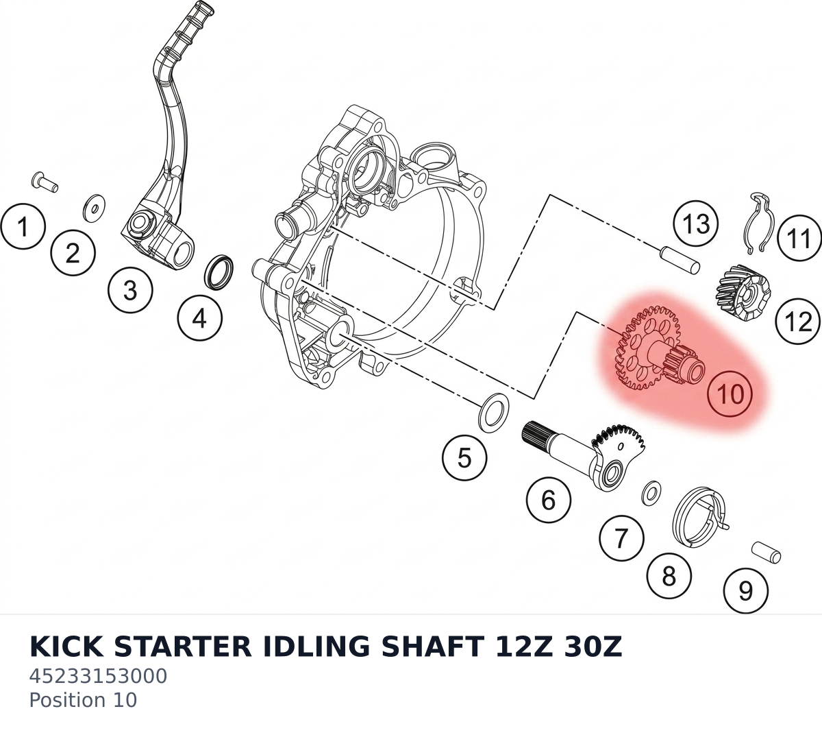 Diagram preview: KICK STARTER IDLING SHAFT 12Z 30Z (45233153000)