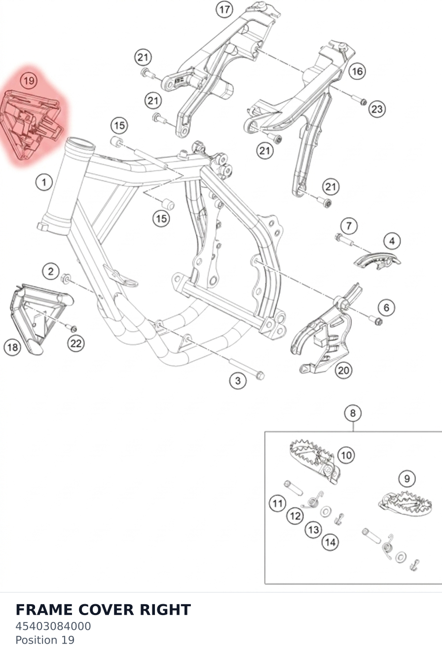 Diagram preview: FRAME COVER RIGHT (45403084000)