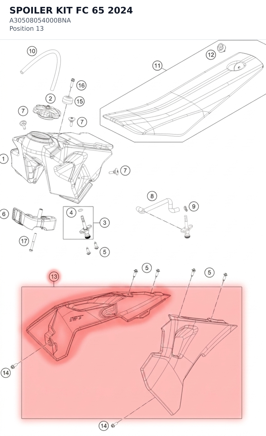 Diagram preview: SPOILER KIT FC 65 2024 (A30508054000BNA)