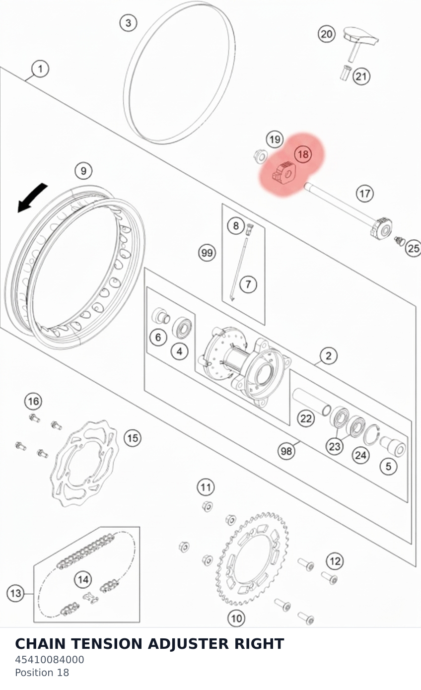 Diagram preview: CHAIN TENSION ADJUSTER RIGHT (45410084000)