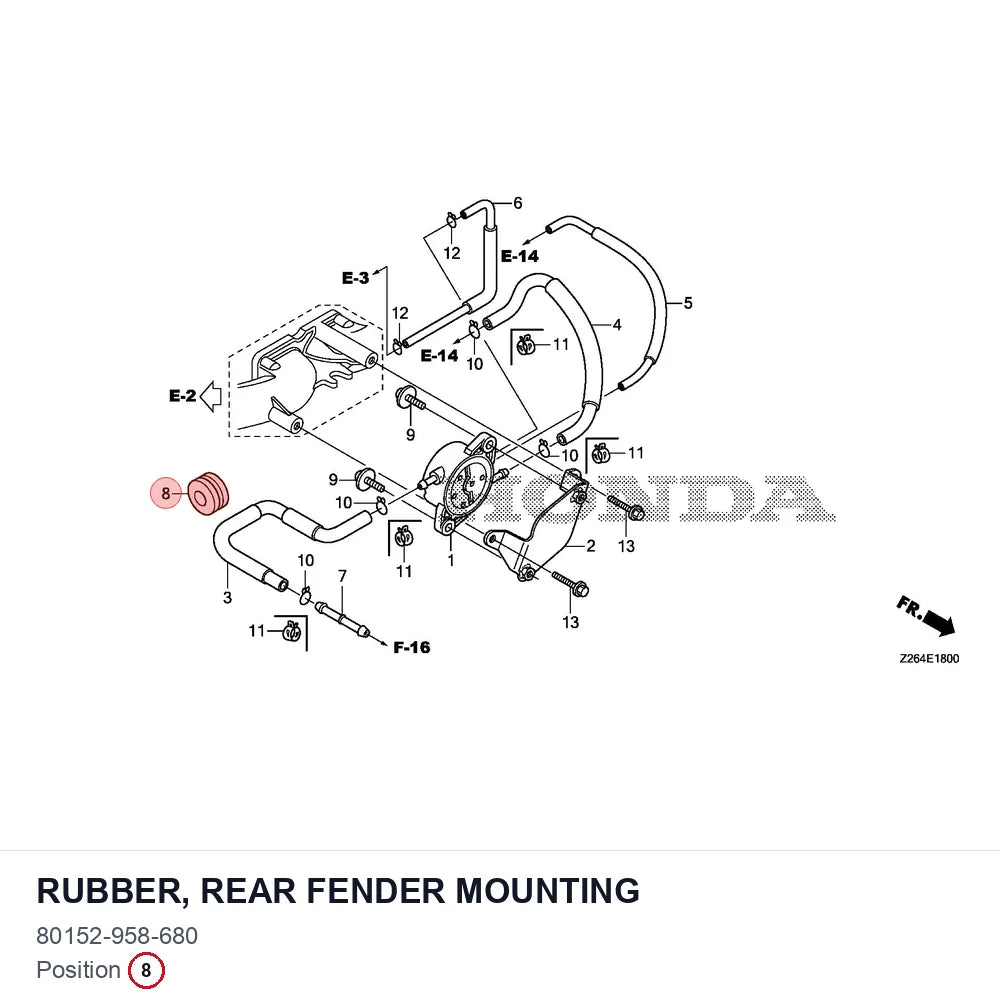 Rubber, rear fender mounting
