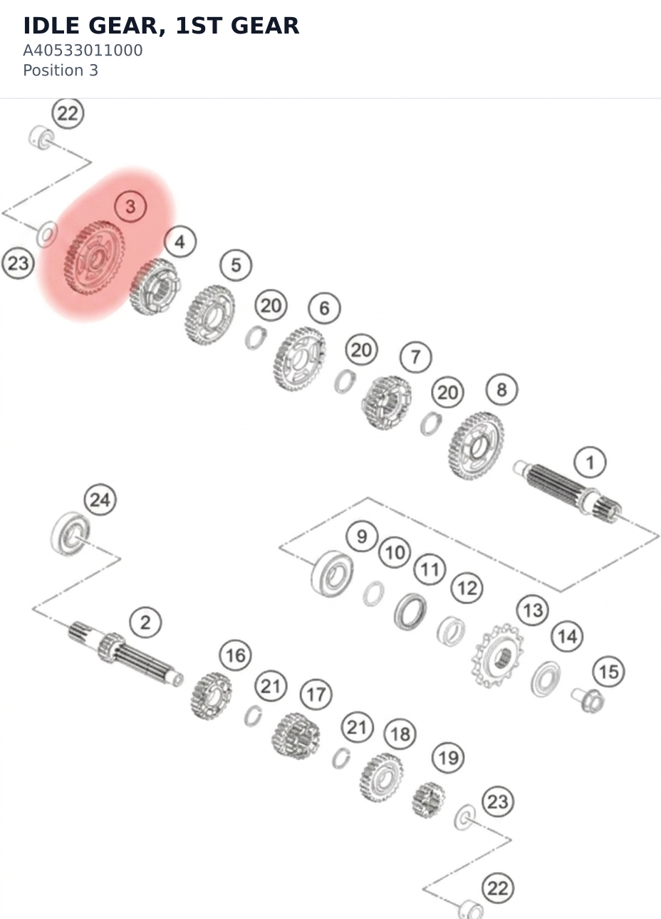 Diagram preview: IDLE GEAR, 1ST GEAR (A40533011000)