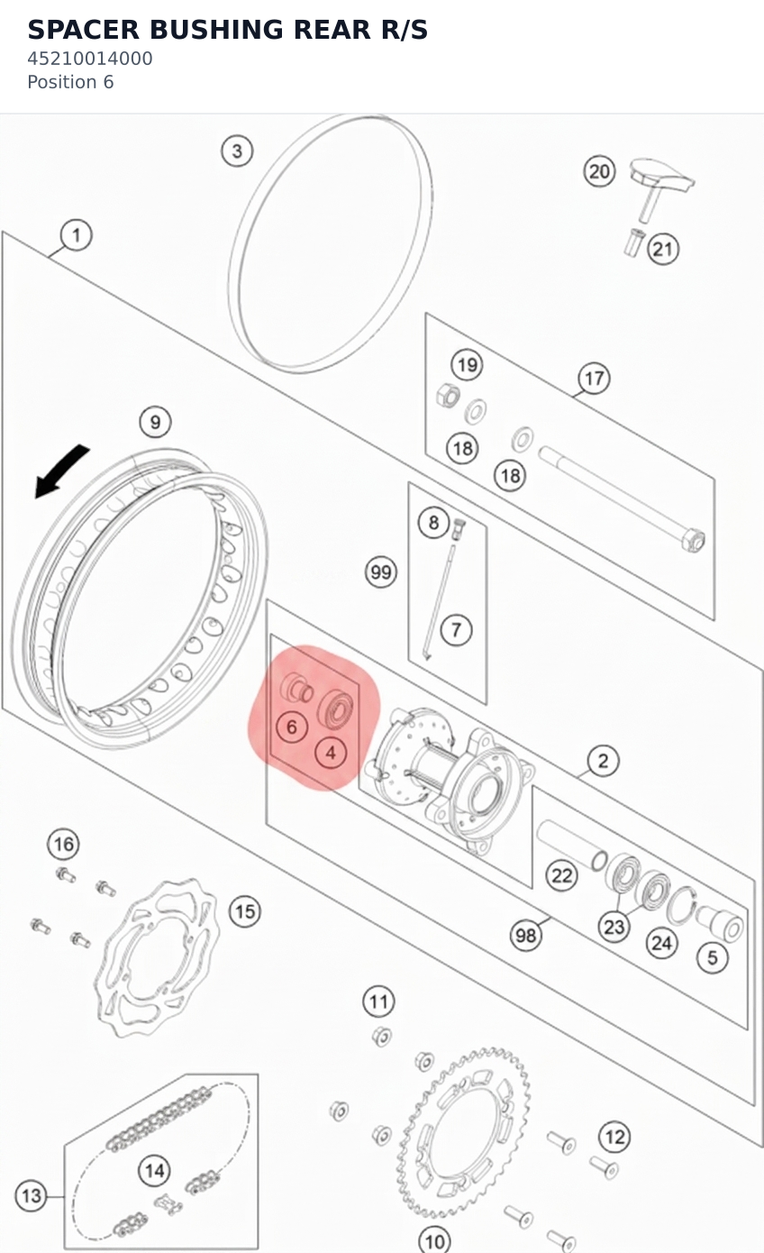 Diagram preview: SPACER BUSHING  REAR R/S (45210014000)