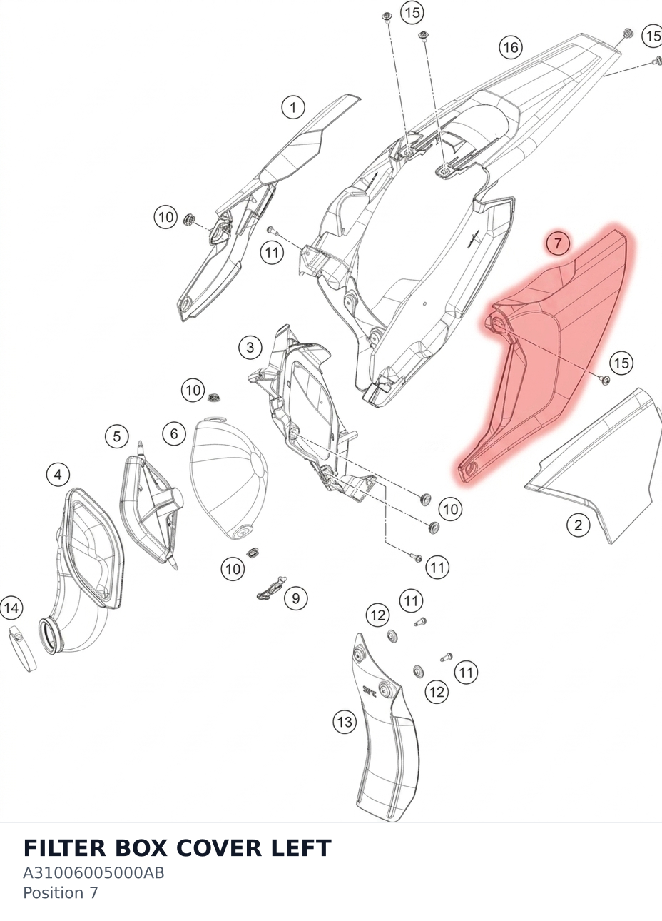 Diagram preview: FILTER BOX COVER LEFT (A31006005000AB)