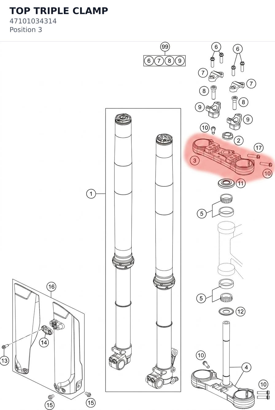 Diagram preview: TOP TRIPLE CLAMP (47101034314)
