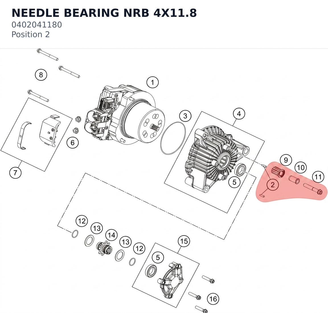 Diagram preview: NEEDLE BEARING NRB 4X11.8 (0402041180)