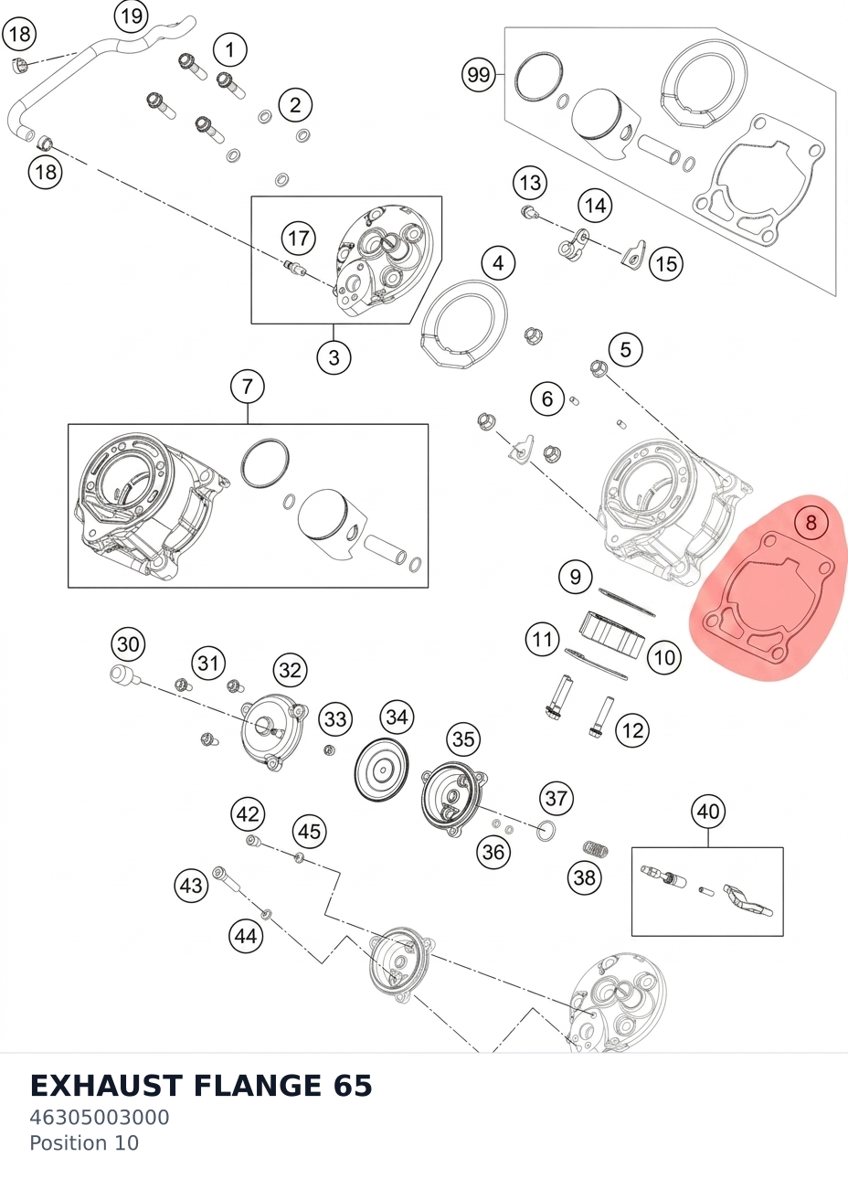 Diagram preview: EXHAUST FLANGE 65 (46305003000)