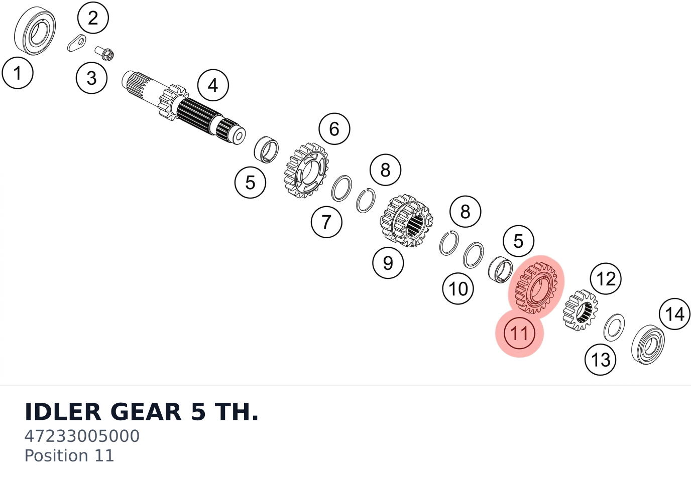 Diagram preview: IDLER GEAR 5 TH. (47233005000)