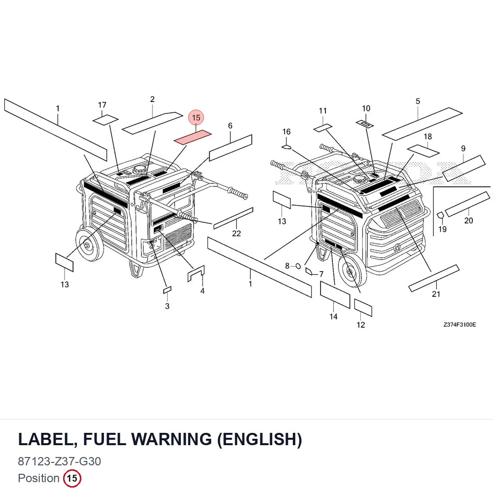 LABEL, FUEL WARNING (ENGLISH)