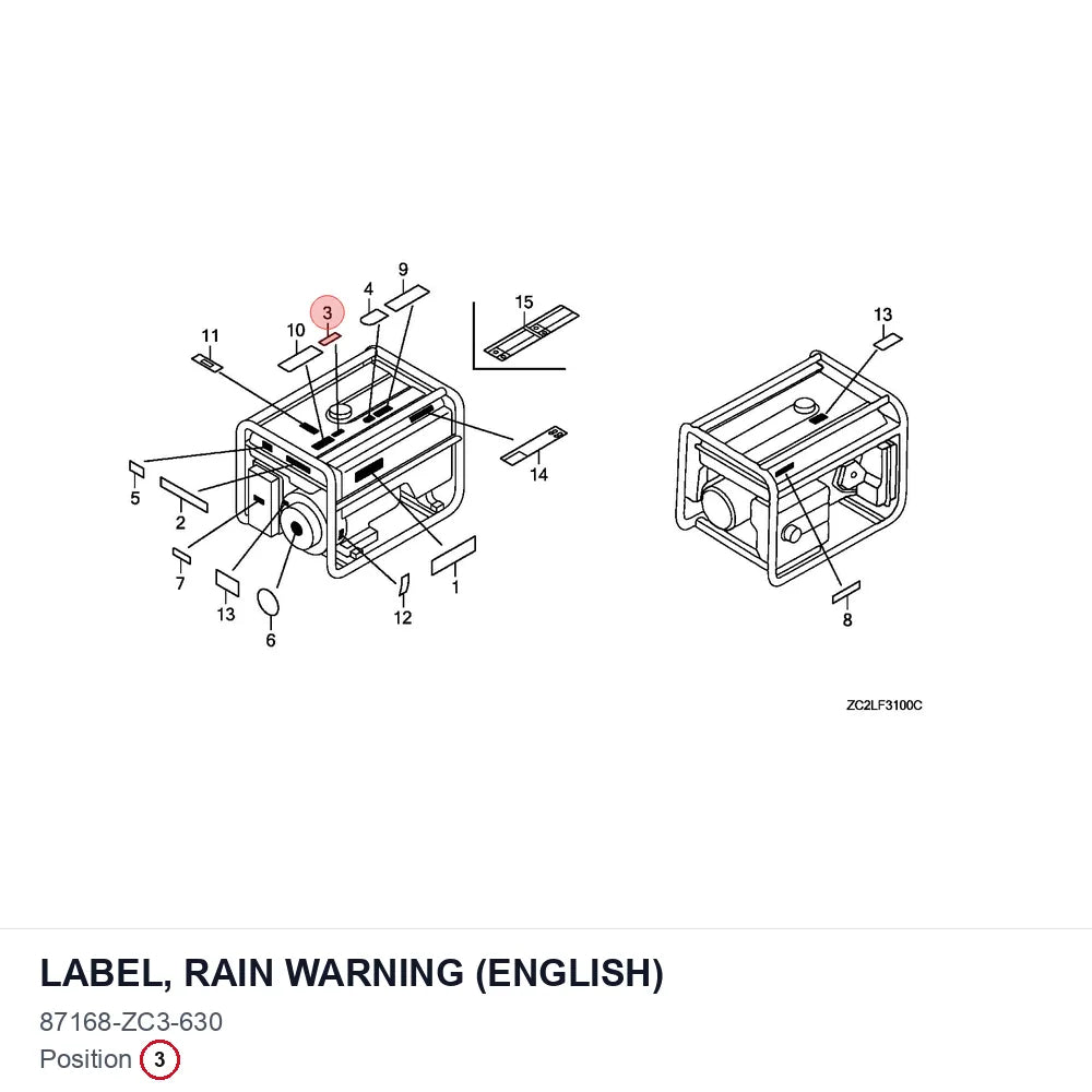 LABEL, RAIN WARNING (ENGLISH)