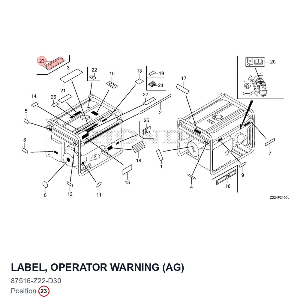 LABEL, OPERATOR WARNING (AG)