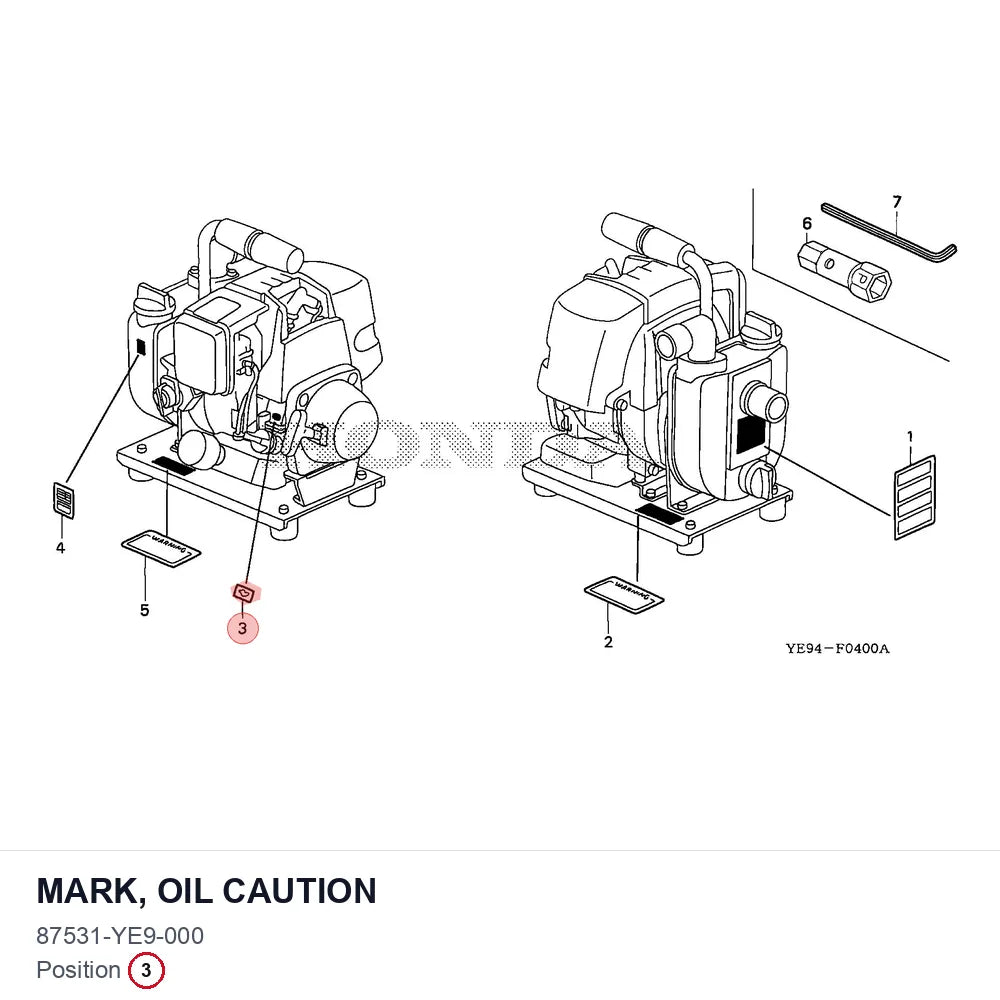 MARK, OIL CAUTION