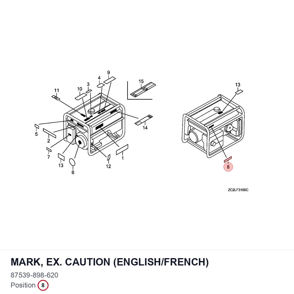 MARK, EX. CAUTION (ENGLISH/FRENCH)
