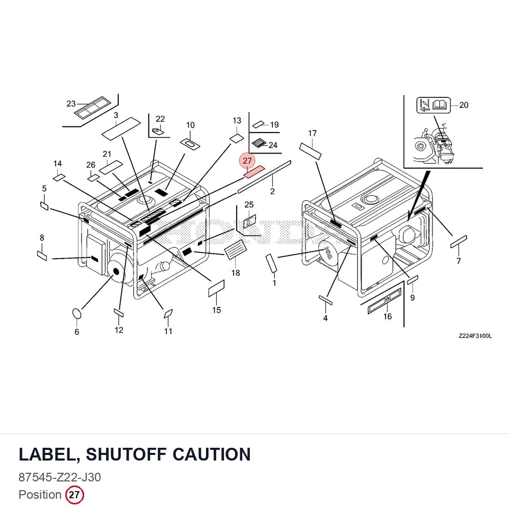 LABEL, SHUTOFF CAUTION