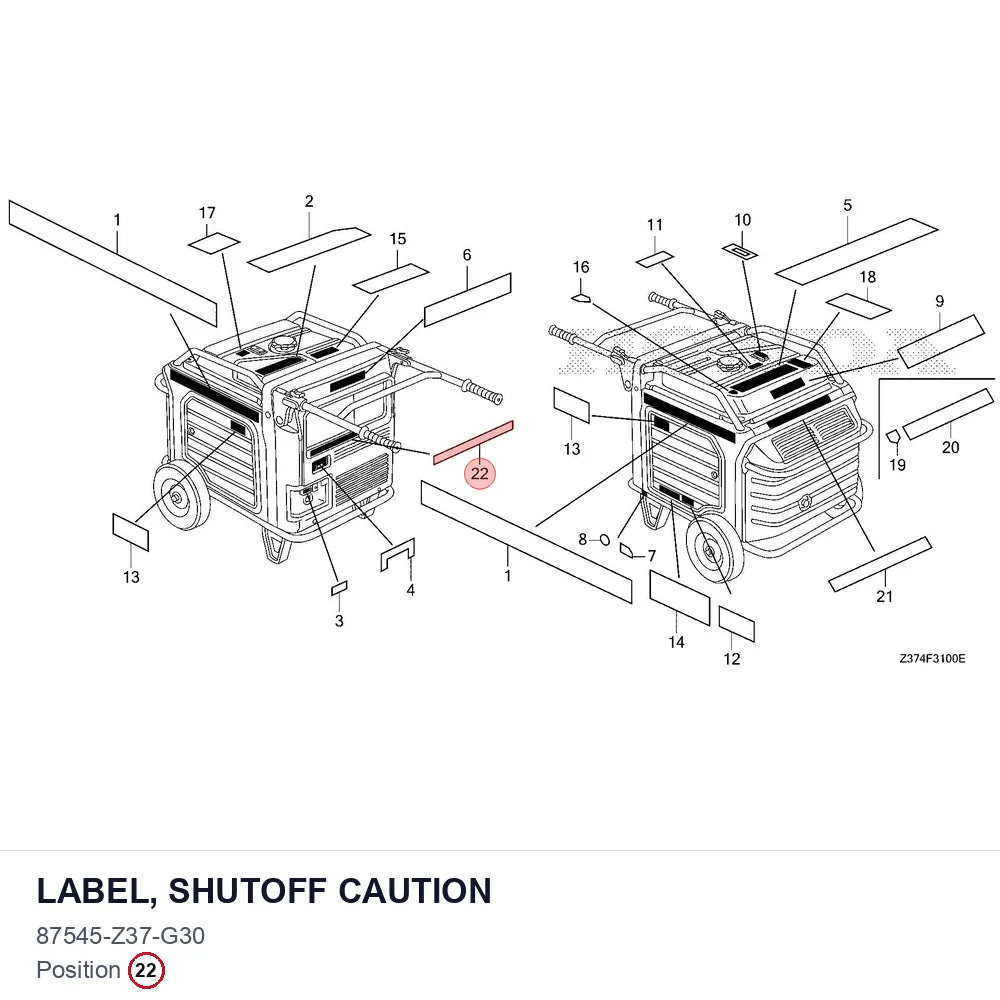 LABEL, SHUTOFF CAUTION