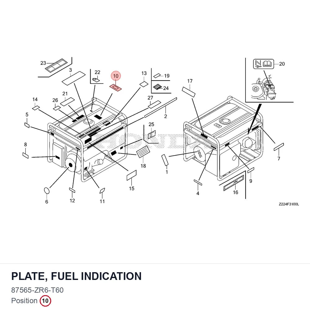 PLATE, FUEL INDICATION