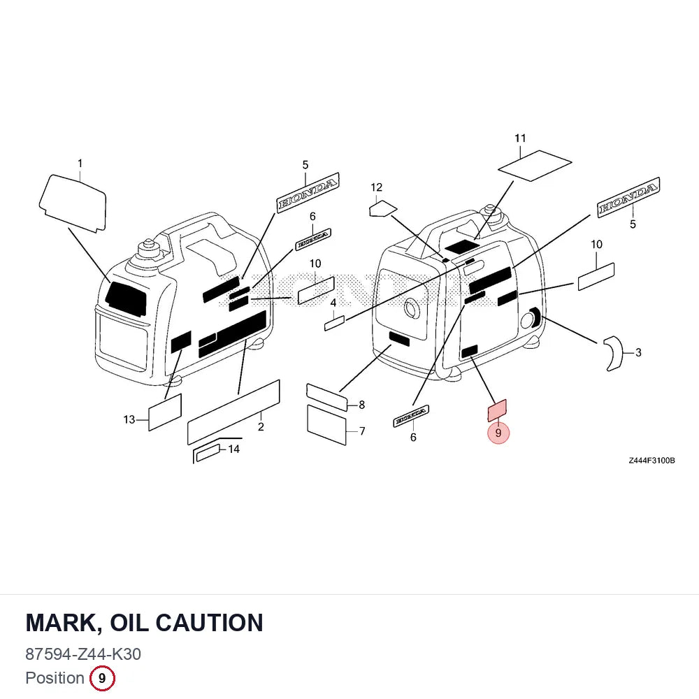 MARK, OIL CAUTION
