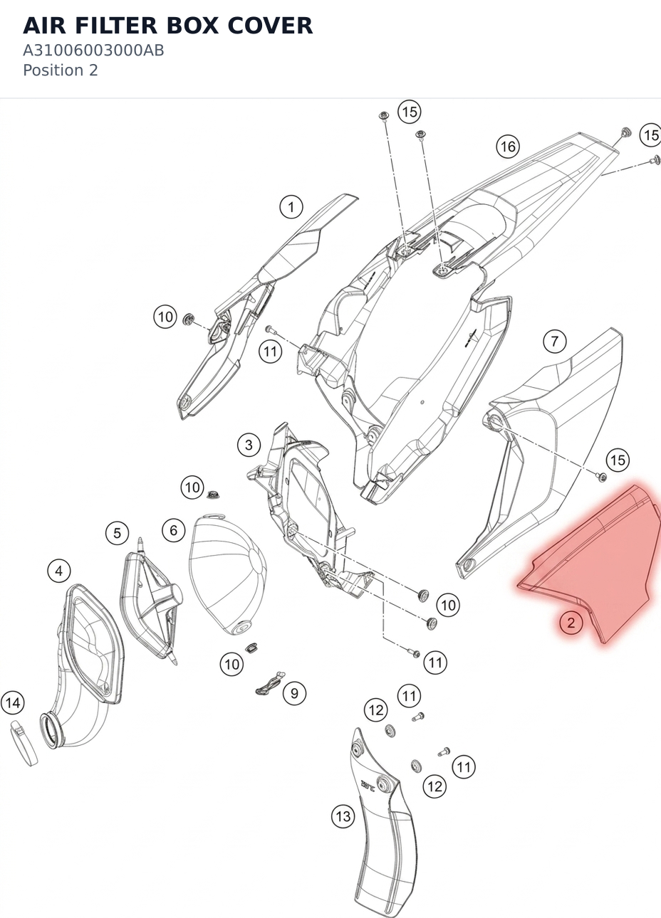 Diagram preview: AIR FILTER BOX COVER (A31006003000AB)