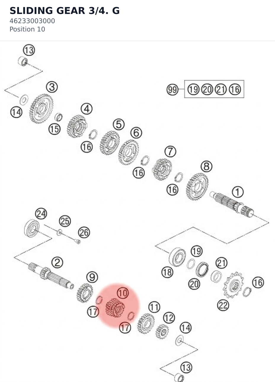 Diagram preview: SLIDING GEAR 3/4. G (46233003000)