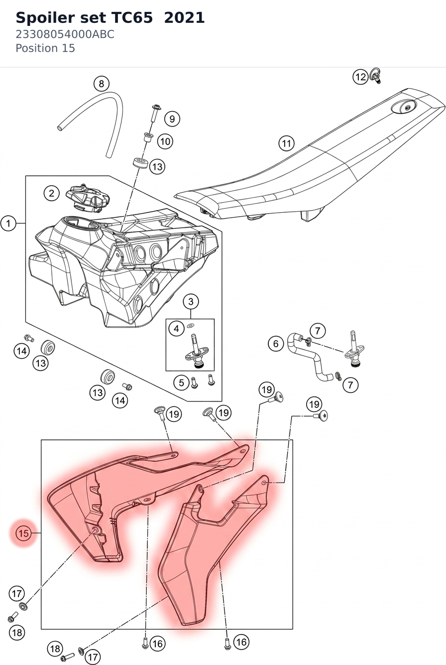Diagram preview: Spoiler set TC65  2021 (23308054000ABC)
