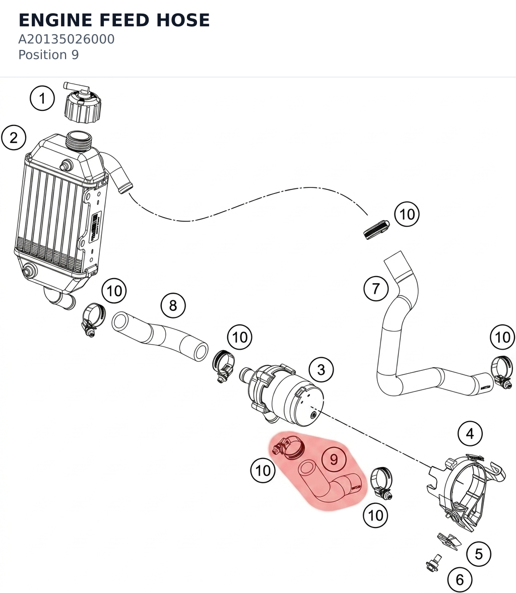 Diagram preview: ENGINE FEED HOSE (A20135026000)