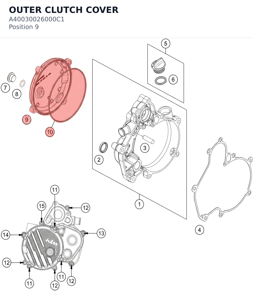 Diagram preview: OUTER CLUTCH COVER (A40030026000C1)