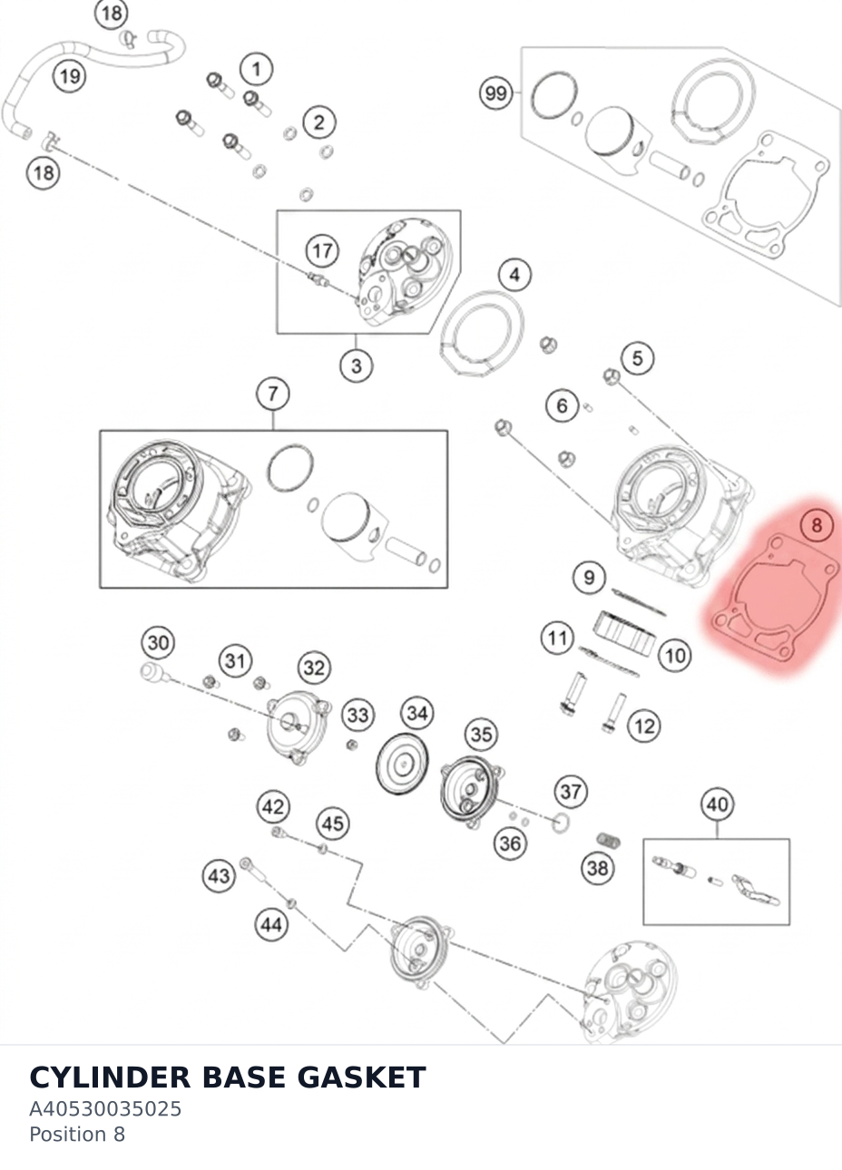 Diagram preview: CYLINDER BASE GASKET (A40530035025)