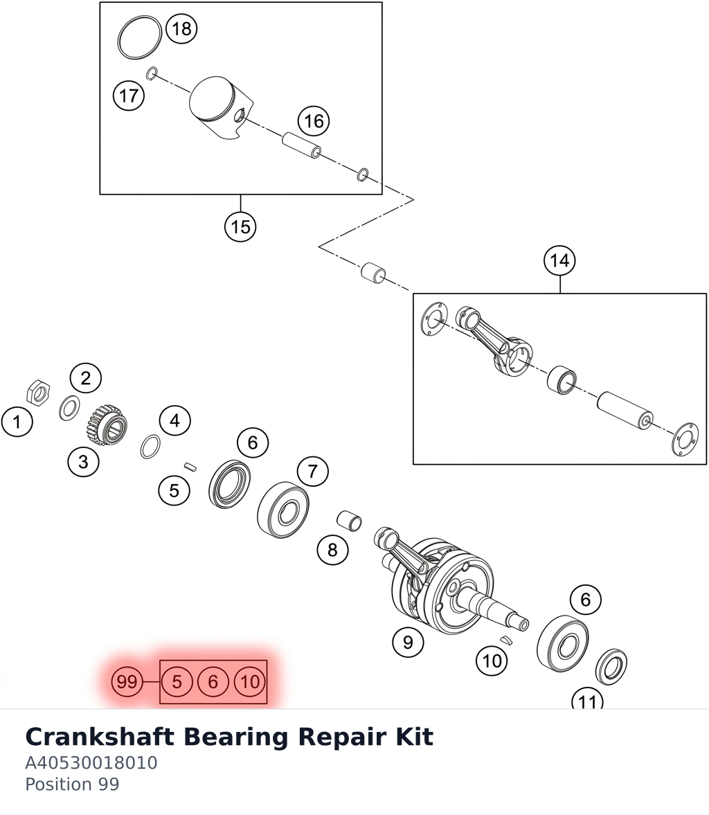 Diagram preview: Crankshaft Bearing Repair Kit (A40530018010)