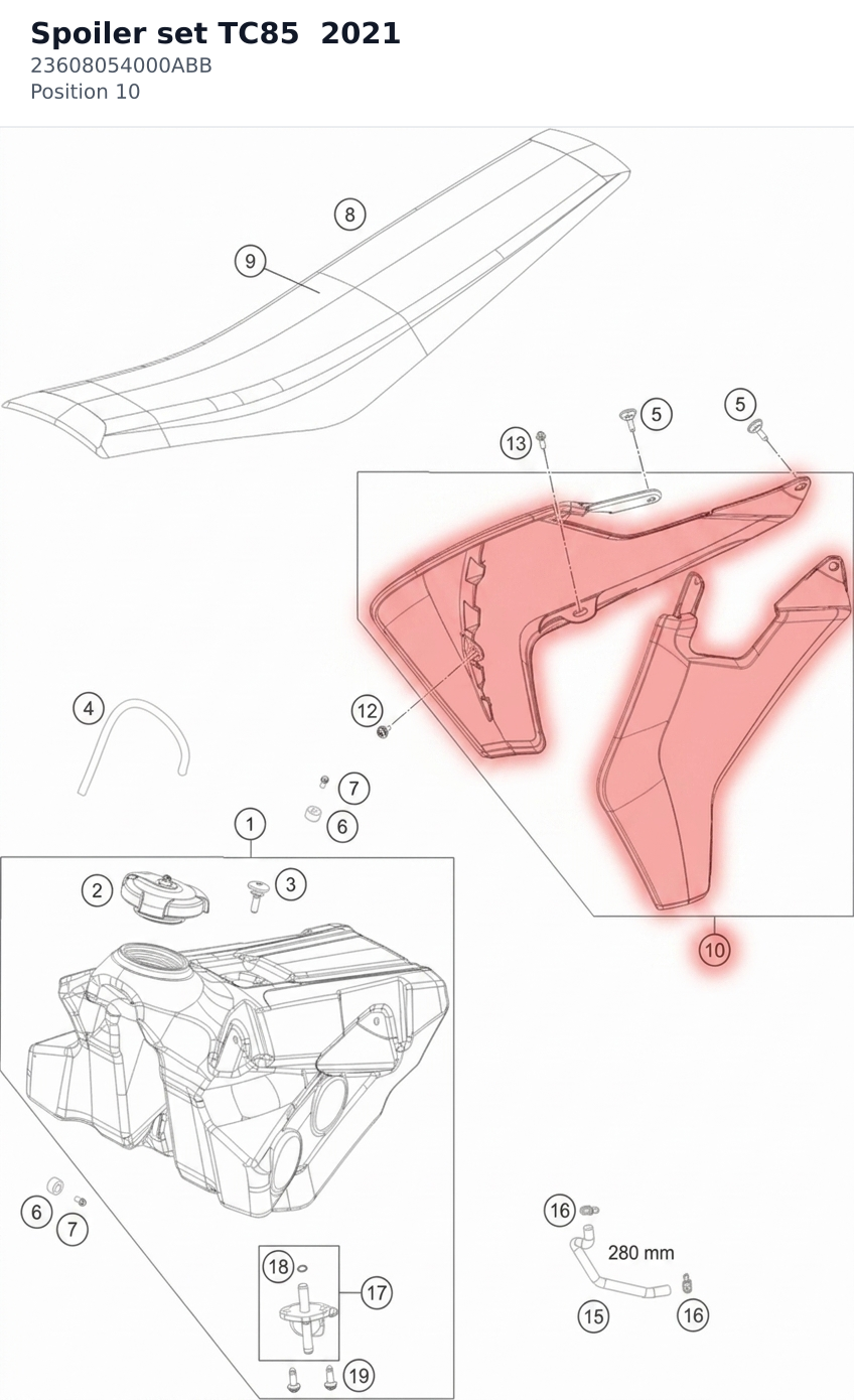 Diagram preview: Spoiler set TC85  2021 (23608054000ABB)