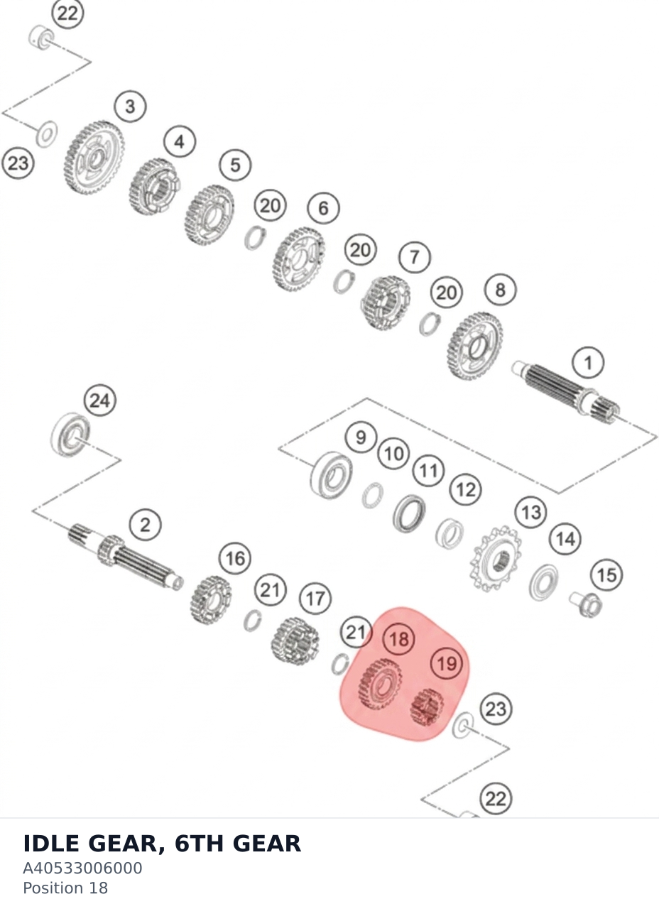 Diagram preview: IDLE GEAR, 6TH GEAR (A40533006000)
