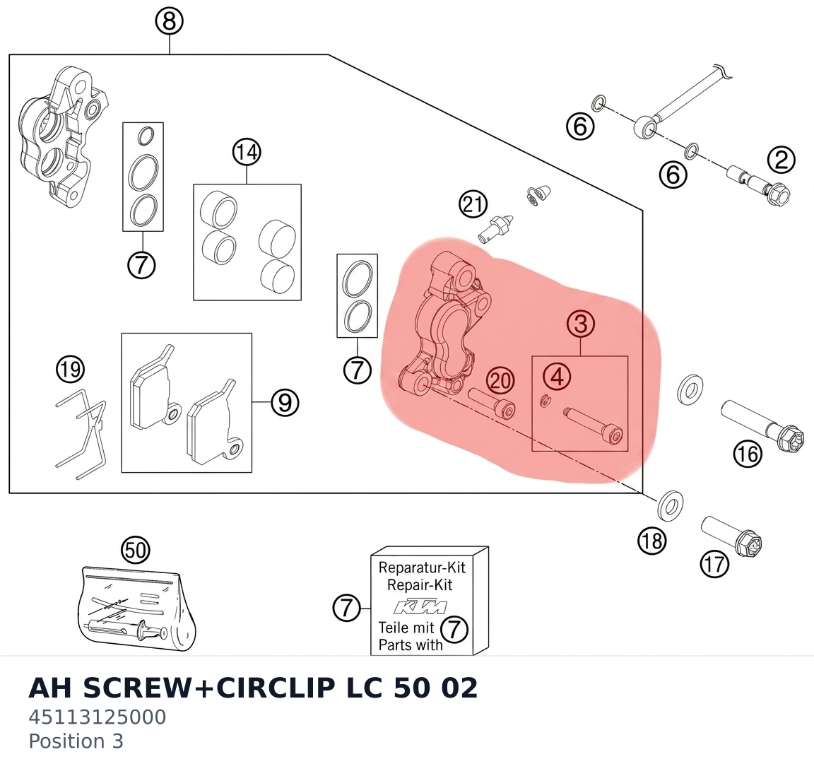 Diagram preview: AH SCREW+CIRCLIP LC 50 02 (45113125000)