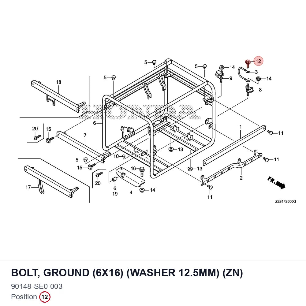 BOLT, GROUND (6X16) (WASHER 12.5MM) (ZN)