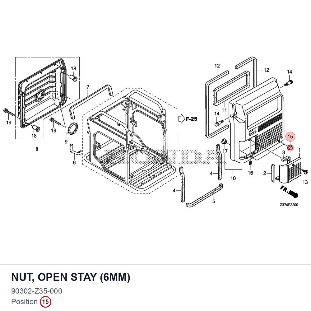 NUT, OPEN STAY (6MM)