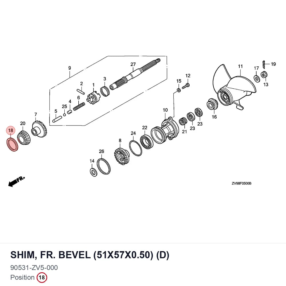 SHIM, FR. BEVEL (51X57X0.50) (D)
