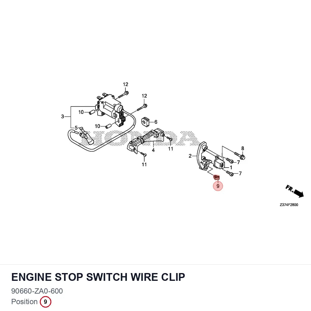 Engine stop switch wire clip