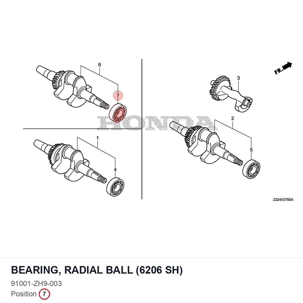 BEARING, RADIAL BALL (6206 SH)