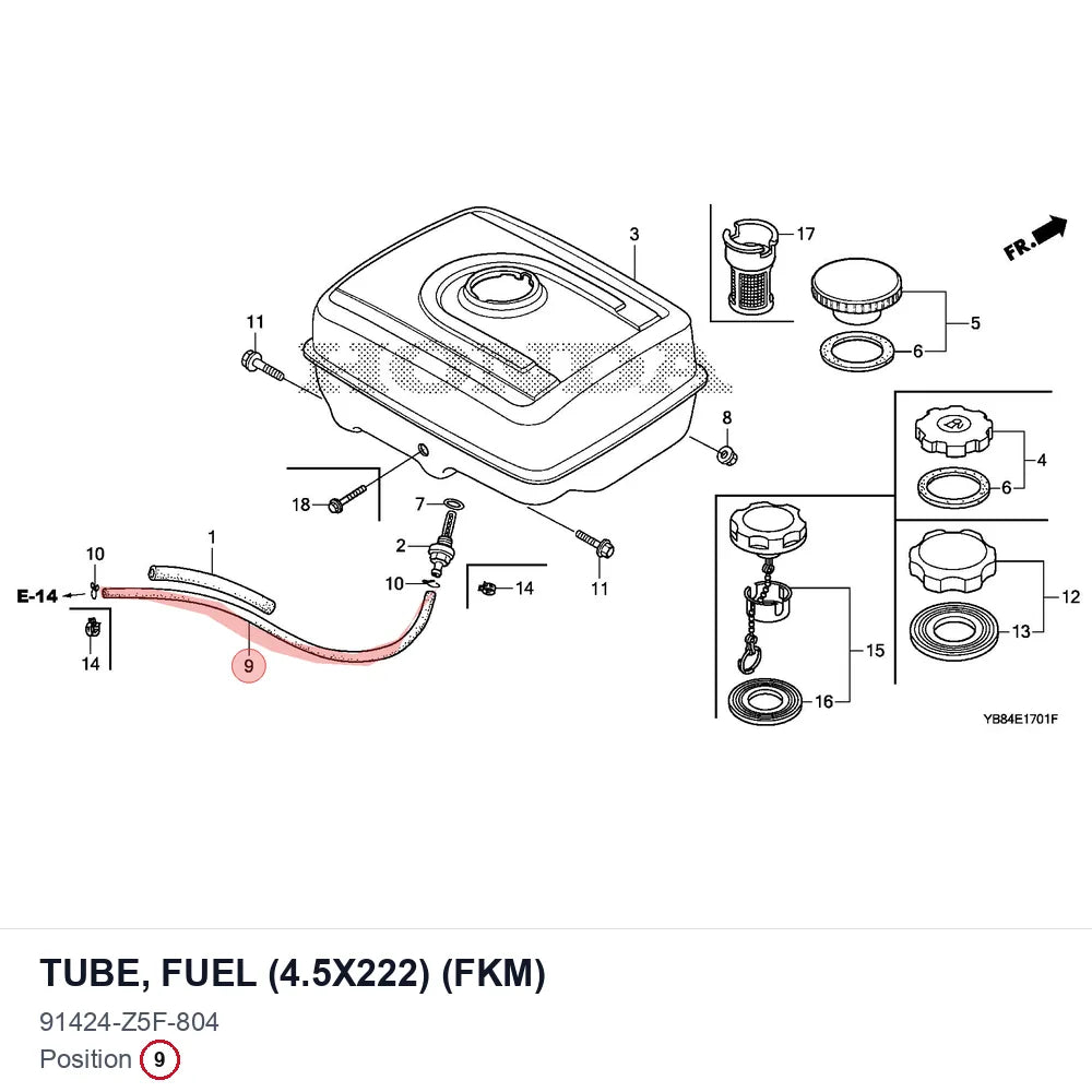 TUBE, FUEL (4.5X222) (FKM)